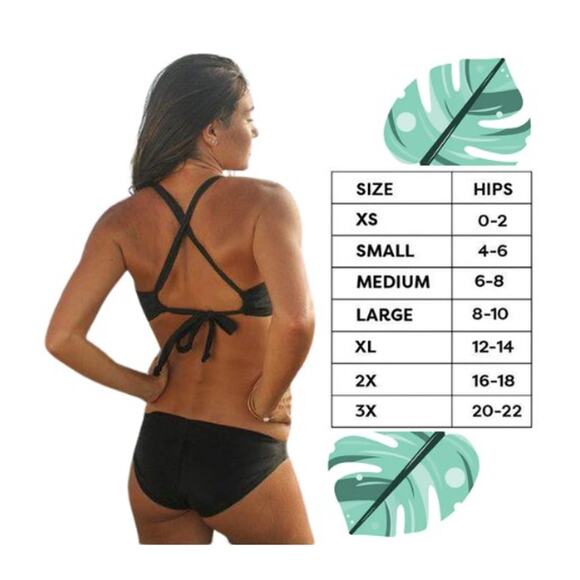 Fused Hawaii Hapuna Tropical State Of Mind Green Black Bikini Bottom Women Sz M - Picture 5 of 7